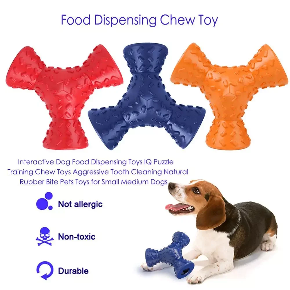 

Interactive Dog Food Dispensing Toys IQ Puzzle Training Chew Toys Tooth Cleaning Natural Rubber Bite Pets Toys for Small Medium
