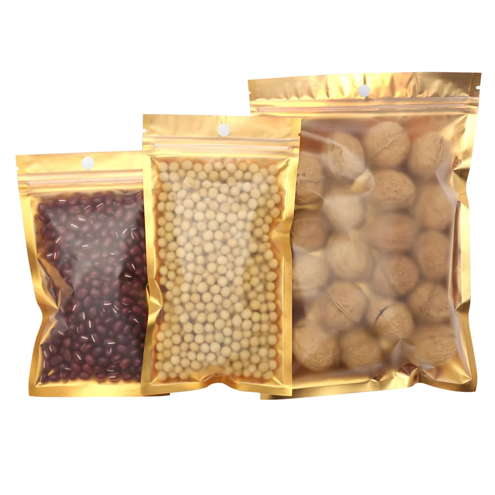 100 шт./лот пищевые пакеты на молнии с гранулированным сахаром 10 5x15 см Передняя