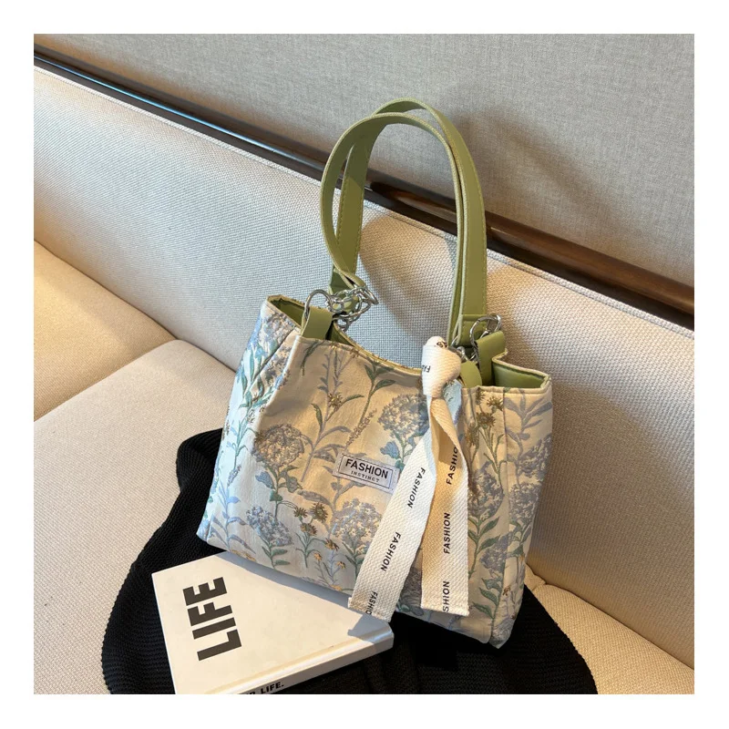 

Large-Capacity Shoulder Bag Jacquard Women's New Fashion Casual Cloth Commuter Canvas Tote Bags Travel Handbags High Quality