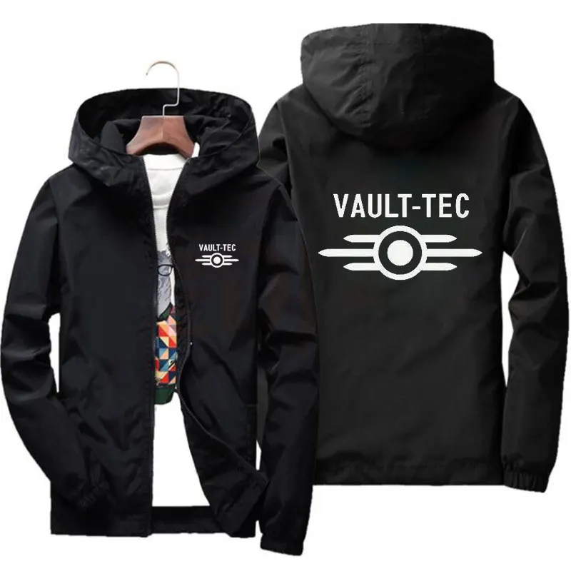 

2023 New Arrivals Mens woman Hood Jacket Fashion Vault -Tec logo Gaming Video Game Fallout print Casual Windbreaker Men Jacket