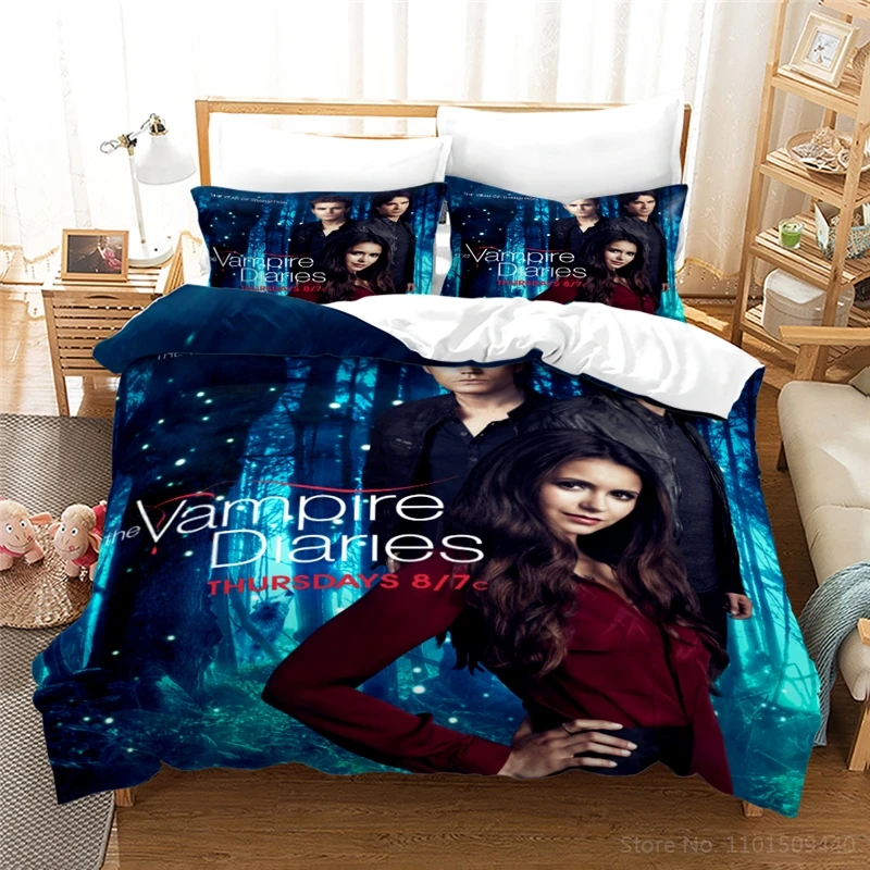 

TV Series The Vampire Diaries Bedding Set Queen King Size Duvet Cover & Pillowcase Set Ropa De Cama постельное бельё Bedclothes