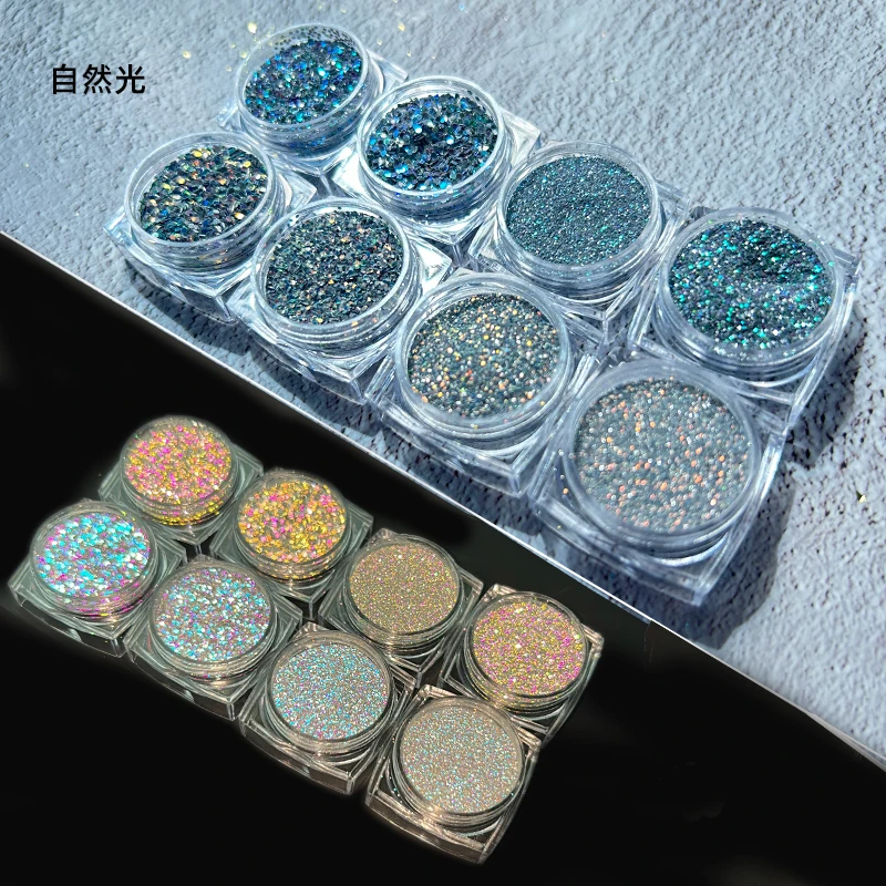 

Reflective Glitter Powder Nail Art Chrome Pigment Silver Sparkly Glitter Diamond Decor Manicures Holographic Dust Nail Supplies
