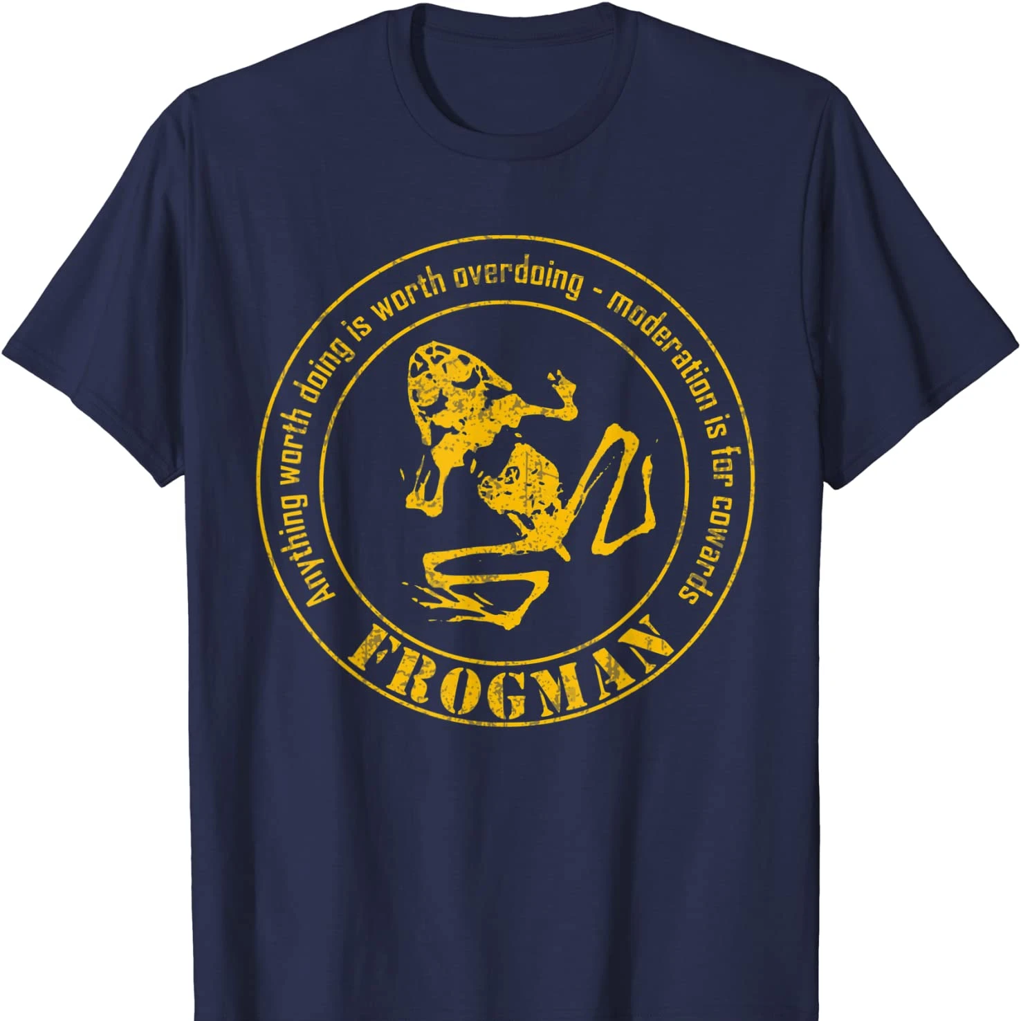 

Distressed Bone Frog Frogman Diver T Shirt. Short Sleeve 100% Cotton Casual T-shirts Loose Top Size S-3XL