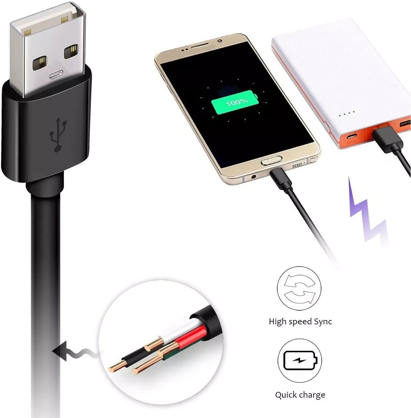 Кабель Micro USB 10 шт. зарядный кабель для Android шнур быстрой зарядки телефона Samsung Galaxy