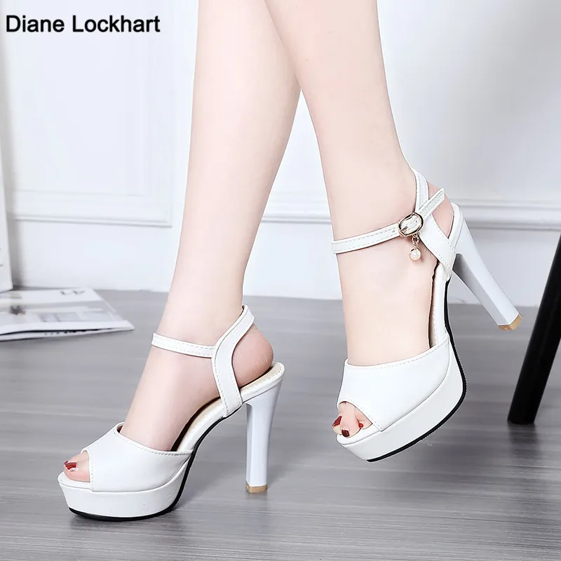

2022 New Summer Platform Sandals Women Shoes Thick Heels Sandals High Heels Slingbacks Ladies Sandals Size 32-43 White Pink Blue