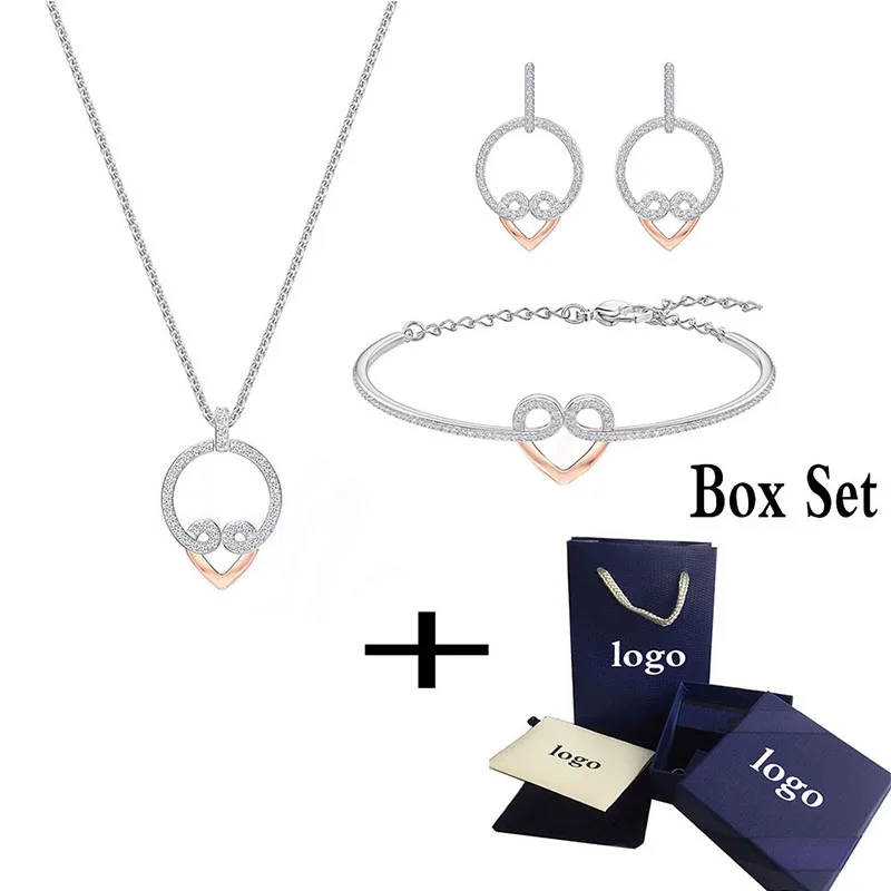 

classic European Unique Fashion New MY HERO Set Heart Shaped Golden Hoop Pattern Crystal Women Romantic Wild Jewelry
