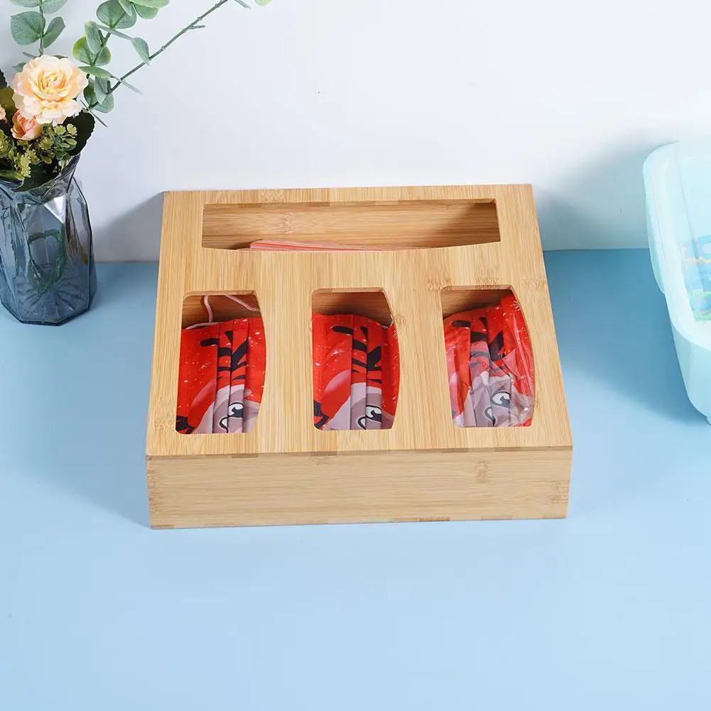 

Bamboo Bag Storage Organizer And Dispenser For Kitchen Drawer, Suitable For Gallon, Sandwich Z4j2