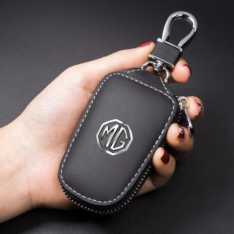 

Leather Car Key Protection Shell Bag Carbon Filber Car Key Case Car Keychain For MG 6 350 550 ZT 7 ZS HS GS 3 TF 5 RX5 ZR GT