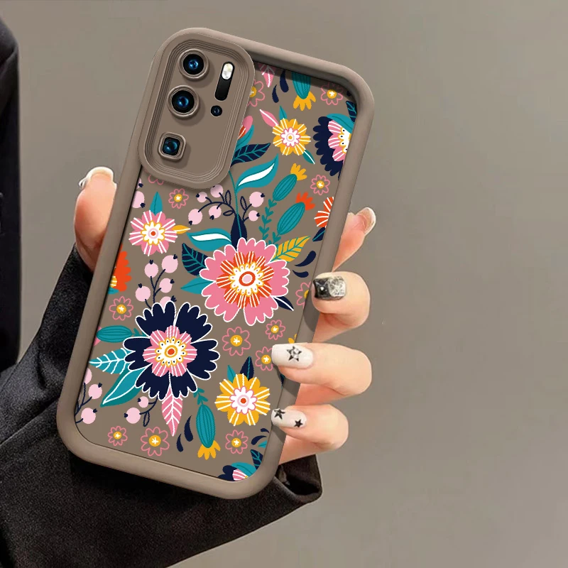 Фото Противоударный чехол для телефона Huawei P50 Pro P40 Lite 5G P Smart Pro Y9 Prime 2019 Y7A Y9S P30 P20, силиконовый чехол с цветочным принтом №1