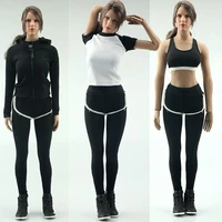 fa007 16 scale female soldier black slim yoga clothing hoodie sweatshirt sweatpants clothes set for 12 inch action figure body