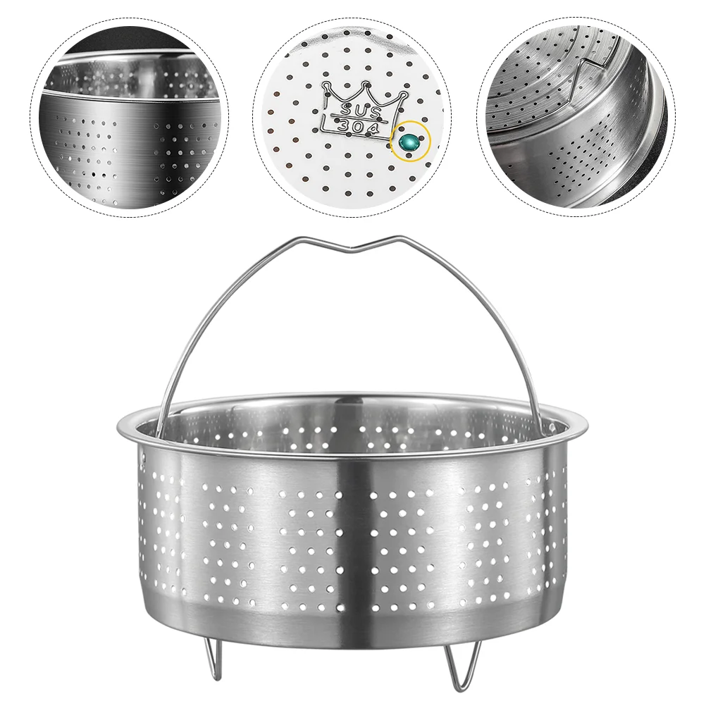 

Stainless Steel Rice Steamer Kitchen Accessory Holder Supply Handled Stackable Insert Pans Basket Meat Vegetables Food Dim Sum