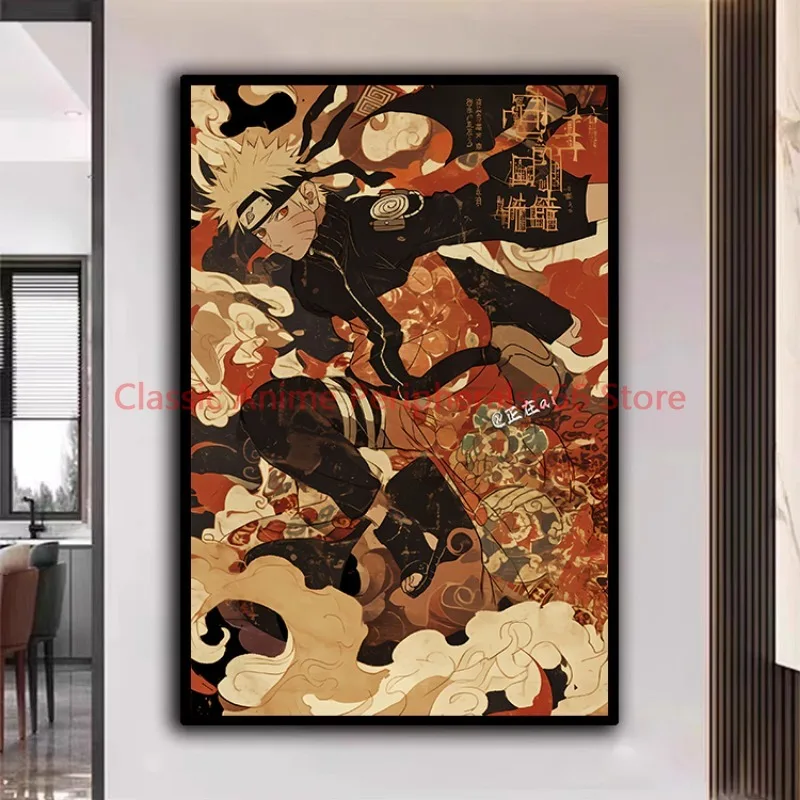 Фото Naruto Poster Kakashi Sasuke Itachi Uchiha Akatsuki Anime Character Ukiyo-e Oil Painting Modern Home Decoration Aesthetic Gift №5