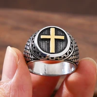 vintage stainless steel cross ring mens punk christian easter jesus ring jewelry biker amulet gift wholesale size 7 13