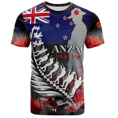 New Hot Fashion Vintage 3D Printed New Zealand Maori with Silver Fern T-shirt for Men's New Zealand Anzac Day Flag Maori Graphic