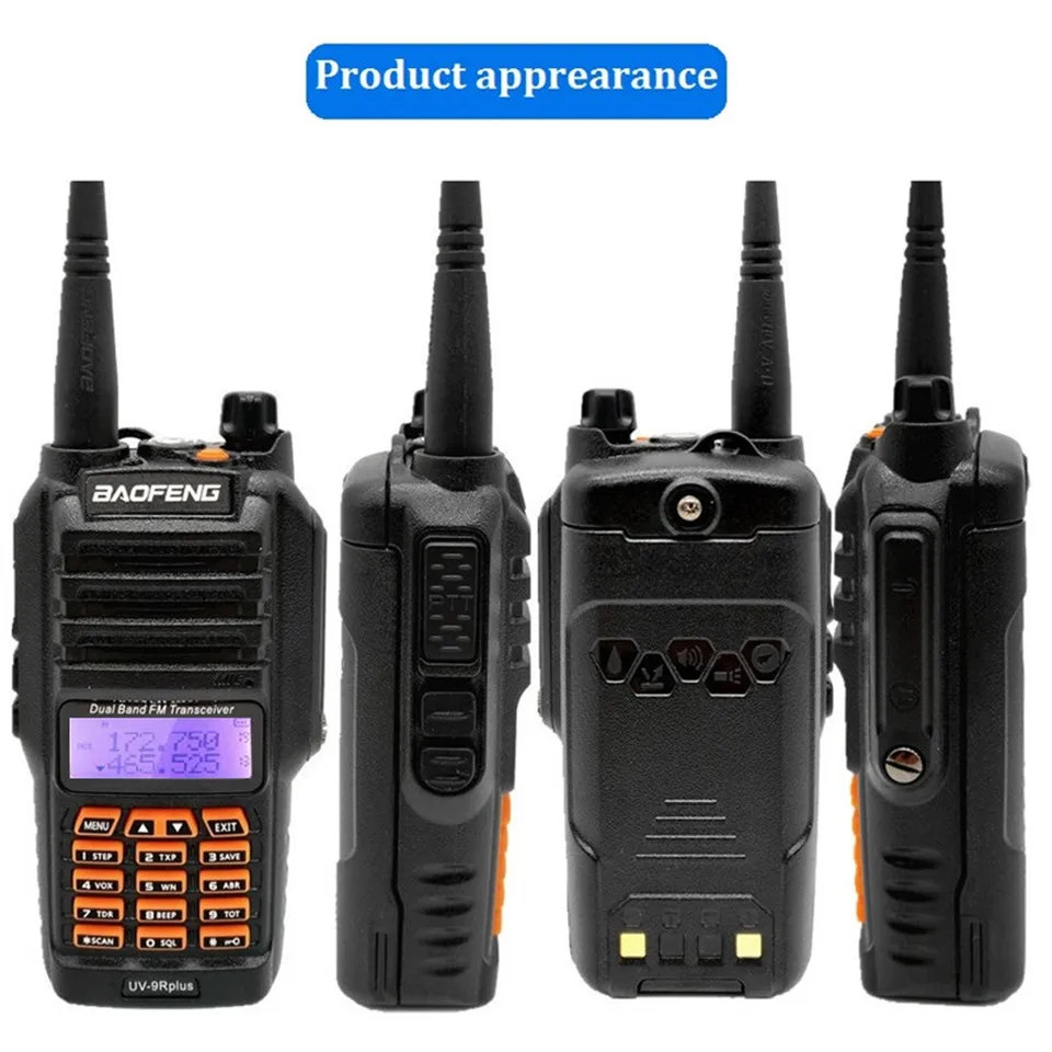 2PCS Baofeng uv9r plus 10W Waterproof Walkie Talkie Long Range VHF UHF Amateur Ham Radio Scanner hf Transceiver UV-9R for Hunt