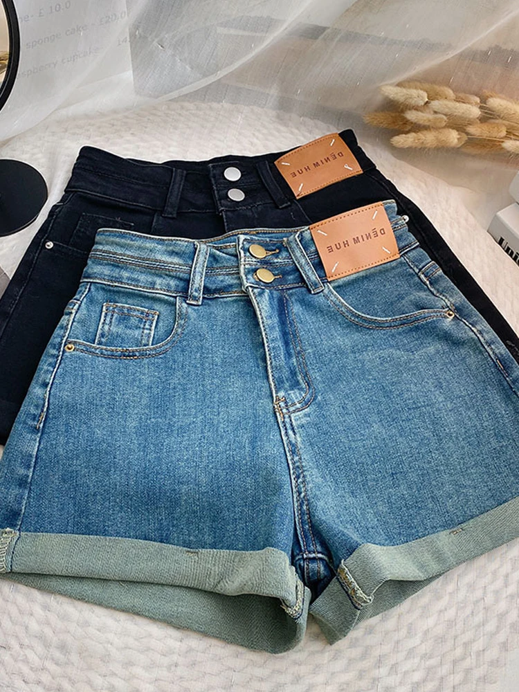 

YuooMuoo Basic High Waist Casual Women Denim Shorts Korean Fashion Crimping Summer Jeans Shorts Feminino Chic Hot Ladies Bottoms