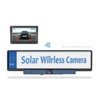 solar powered 2 4g wireless car rear view camera 4 3 monitor reversing aid totally diy for eu license plate camera system