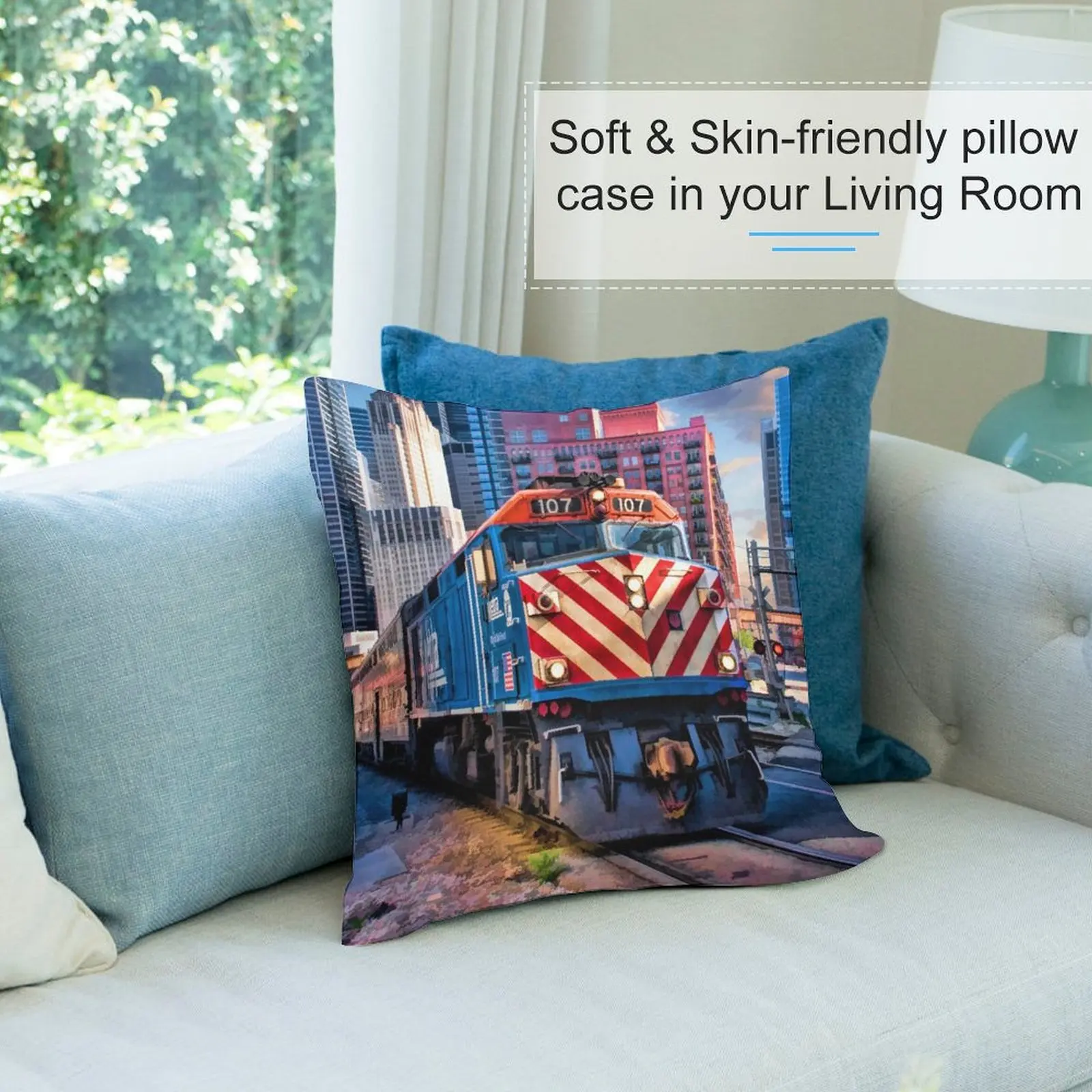 Наволочки для подушек с изображением поезда Чикаго метро