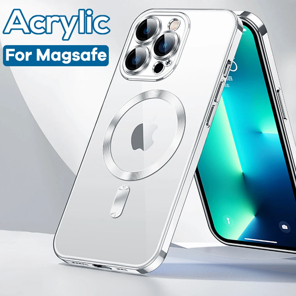 

For Magsafe Magnetic Wireless Charging Case For iPhone 12 11 13 Pro Max Mini X XR XS Max 8 7 Plus SE2 Transparent Silicone Cover