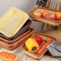 hand woven basket organizers breadbasket rangement organisation rattan picnic basket storage box fruit basket imitation rattan