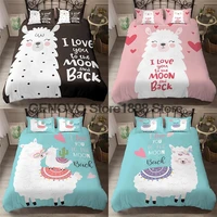cute girl pink bedding set cartoon alpaca print duvet cover 140x200 duvet cover bed single double queen bed setsno sheet