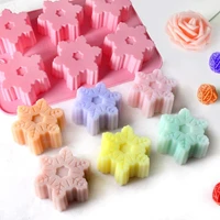 6 piece different patterns christmas snowflake shaped silicone cake mold baking decorating mold diy handmade chocolate soap mold