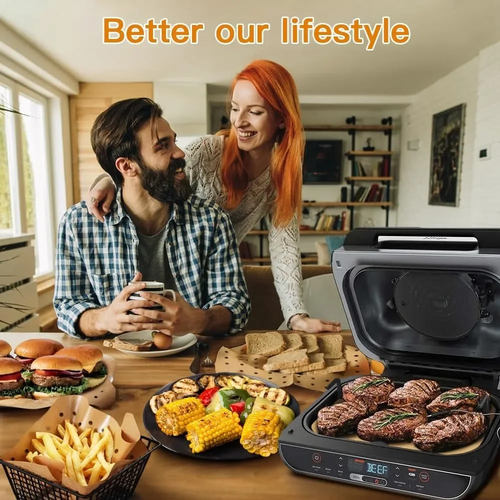 200Pcs Air Fryer Disposable Liners Rectangle Non-stick Airfryer Parchment Paper Manga Mat Grill Ninja Kitchen Baking