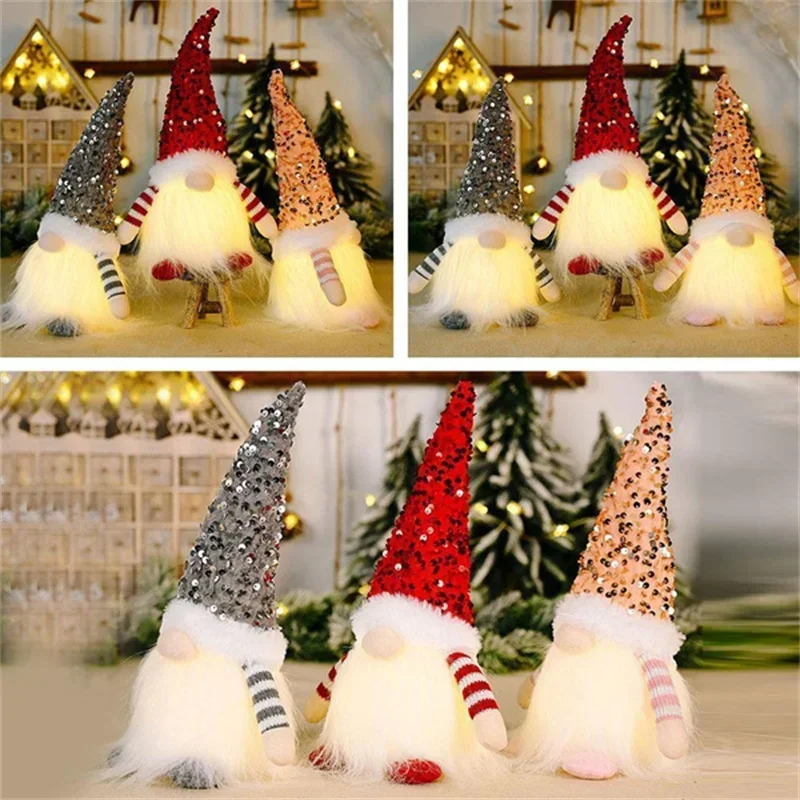 

Новый милый Санта гном Рождественское украшение с шляпой креативный подарок мультяшная плюшевая кукла светящийся карлик Новогодний подарок