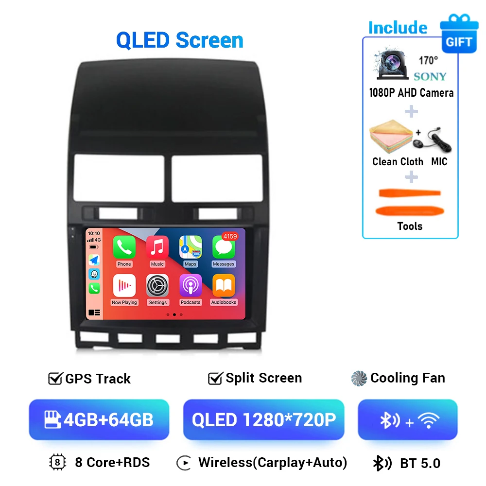 

Автомагнитола на Android 14 для Volkswagen Touareg GP 2002 2003 2004 2005 2006 2007 2008 2009 2010, мультимедийный проигрыватель с GPS, стерео