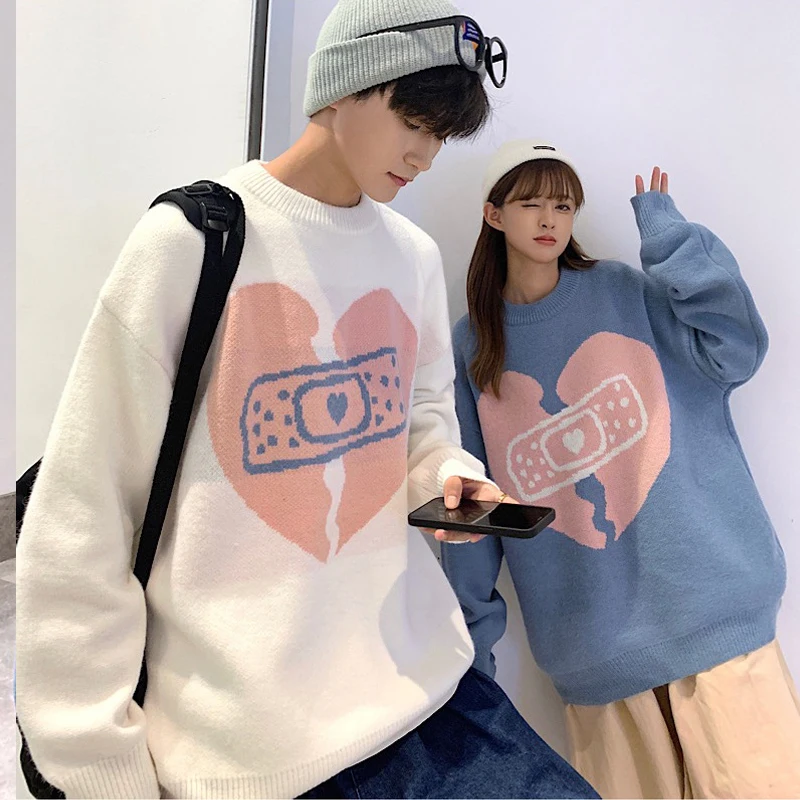 Новинка 2022 свитера уличная одежда вязаный свитер с милым сердечком зимние