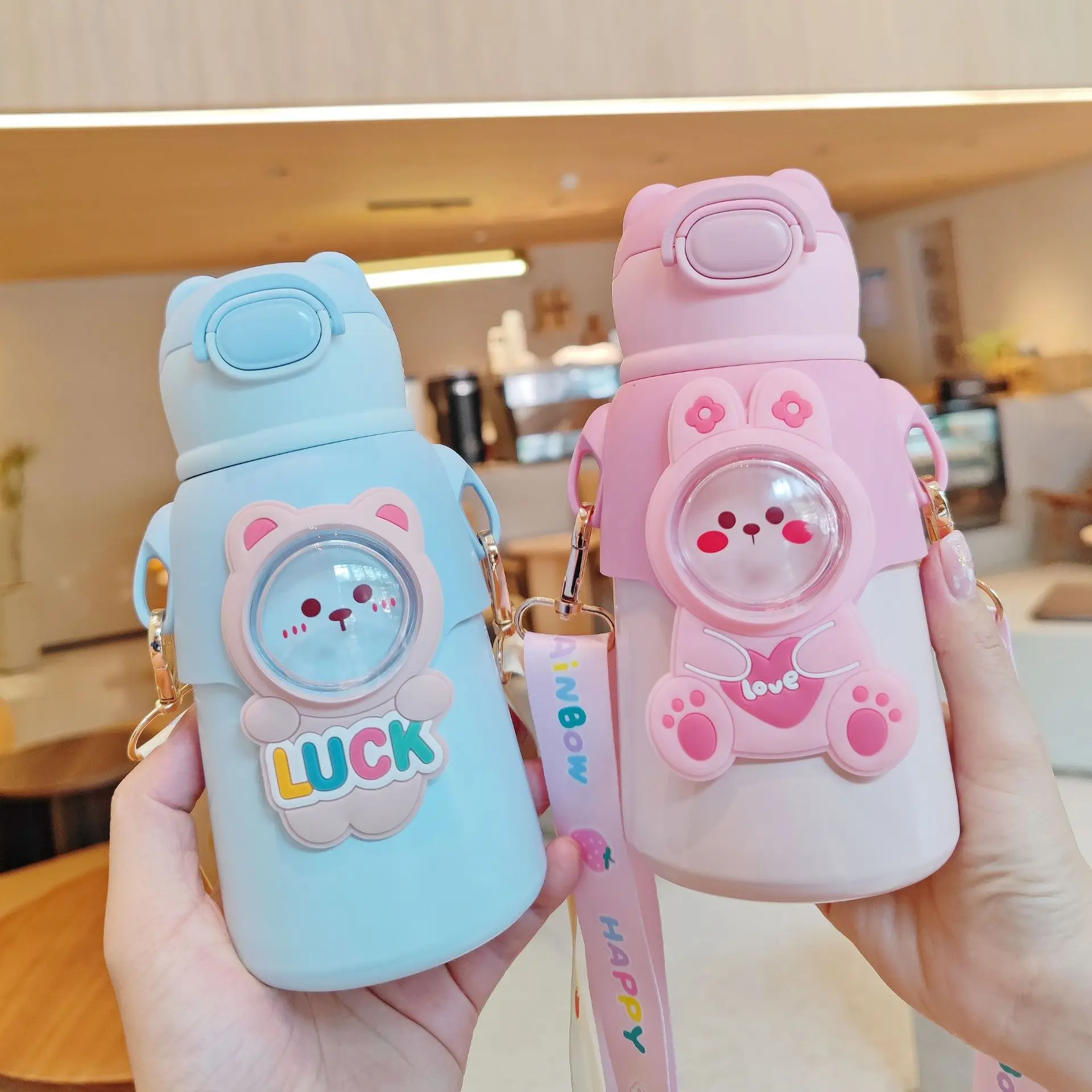 

Милый термос 550 мл, детская кавайная бутылка для воды, чайник, портативная уличная соломенная чашка из нержавеющей стали, школьная детская м...