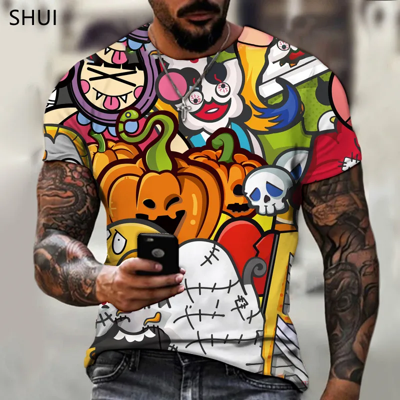 

2021 New Abstract Large Size Loose 3D Printing Art Retro Style Fashion Men's Summer T-shirt Casual Fashion Maillot De Football