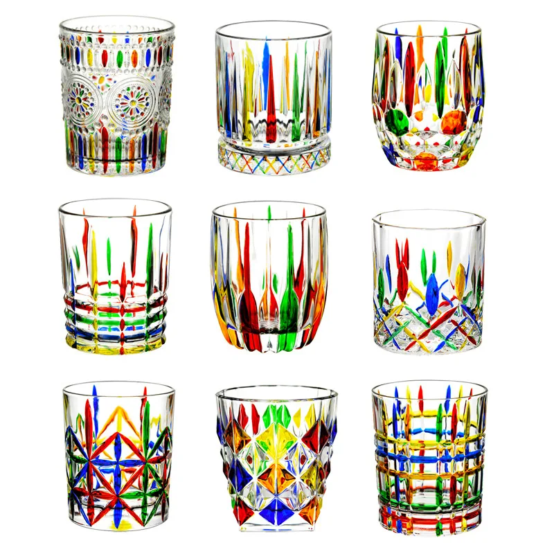 

Hand-painted lines Crystal glass whisky glass glass of water glass of foreign wine glass