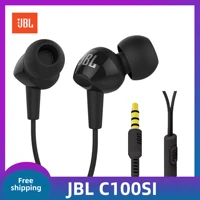 jbl c100si 3 5mm wired stereo earphones c100 si deep bass music sports headset running earphone hands free call with microphone