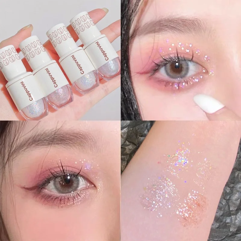 

6 Colors Glitter Liquid Eyeshadow Starry Sky Shiny Eye Shadows for Eyes Sequins Waterproof Silkworm Highlighter Makeup for Women