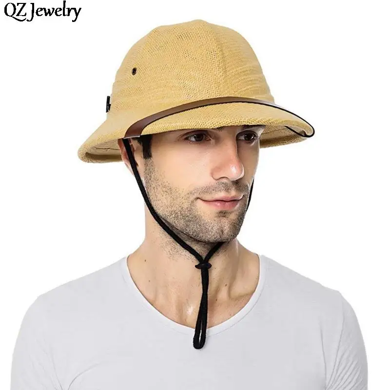 Fashion Vietnam War Army Hat Women Men British Explorer Straw Helmet Summer Boater Bucket Sun Hat Unisex Jungle Miners Cap