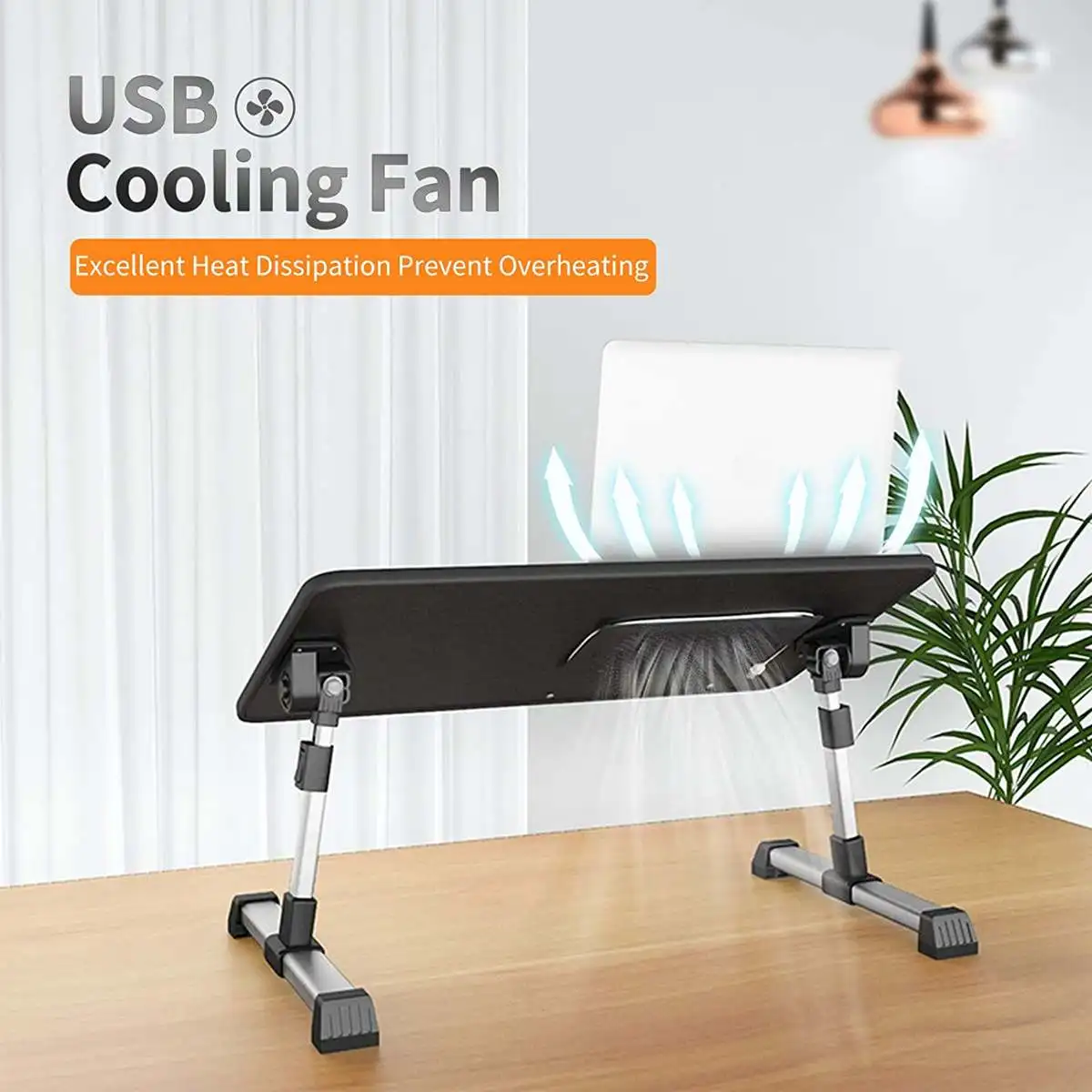 

USB Cooling Fan Laptop Desk Portable Adjustable Foldable Computer Desks Notebook Holder TV Bed Sofa PC Lapdesk Table Stand Tray