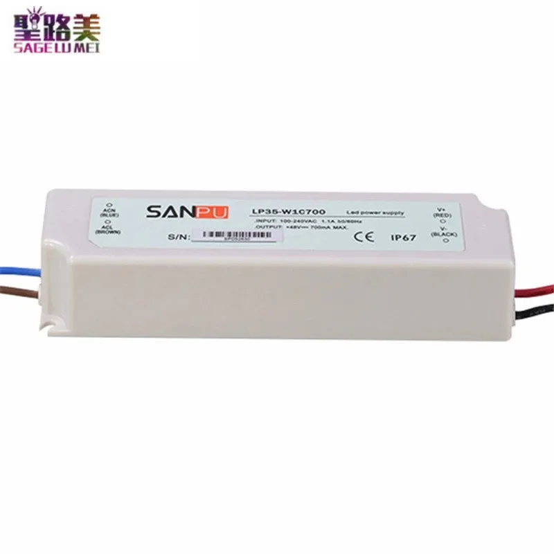 

SANPU Led Switching Power Supply Transformer 700mA LED Driver Constant Current AC-DC 35W DC10-48V 50V AC100-240V Waterproof IP67