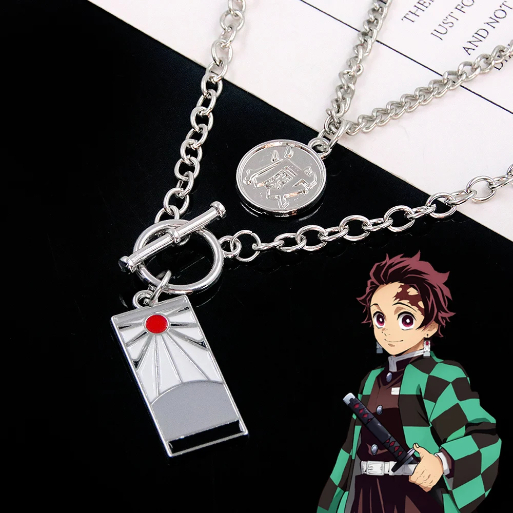 

Anime Demon Slayer Pendant Necklaces Tanjiro Blade Cosplay Necklace Anime Peripheral Multilayer Alloy Jewelry For Women Men Gift