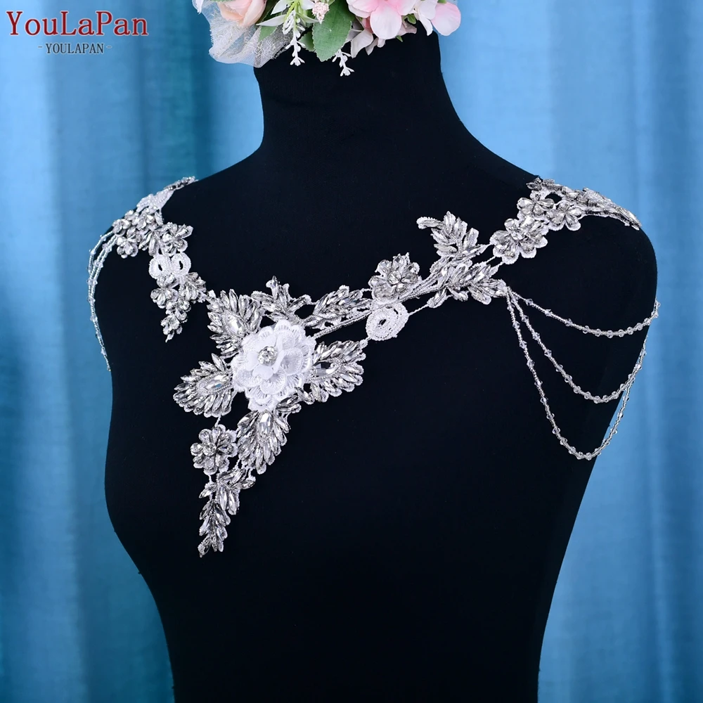 

YouLaPan SG23 Bridal Chain Tassel Shoulder Strap Bride Beads Applique Shawl Jewelry Crystal Accessories Wedding Cape Jacket