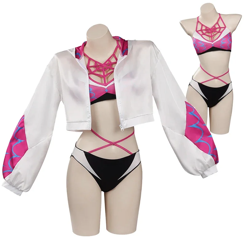 Гвен Cos Stacy женский комплект нижнего белья для косплея костюм девочек сексуальное