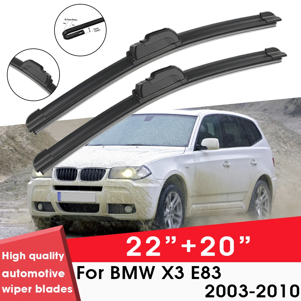 

Car Wiper Blade Blades For BMW X3 E83 2003-2010 22"+ 20" Windshield Windscreen Clean Naturl Rubber Cars Wipers Accessories