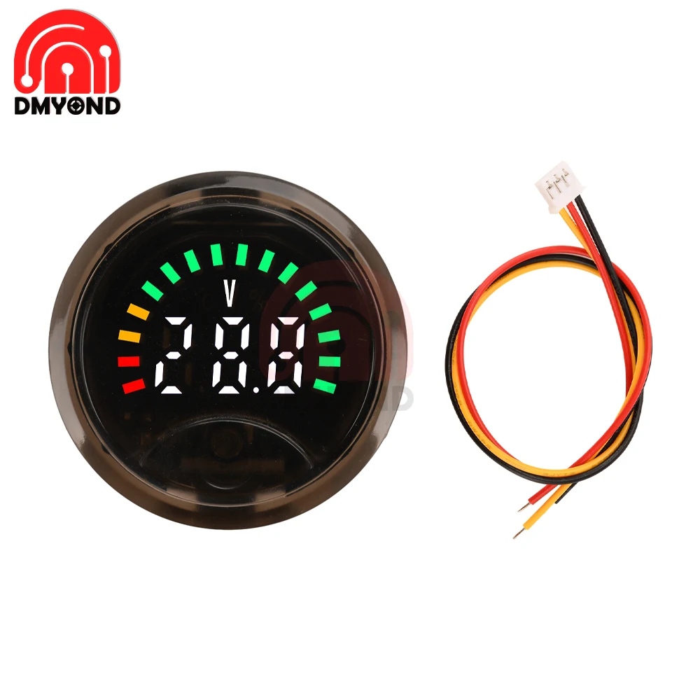 

3318 DC7-100V Мини-круглый вольтметр Высокоточный 2-проводной круглый цифровой индикатор мощности Монитор Тестер напряжения для автомобиля Лодка