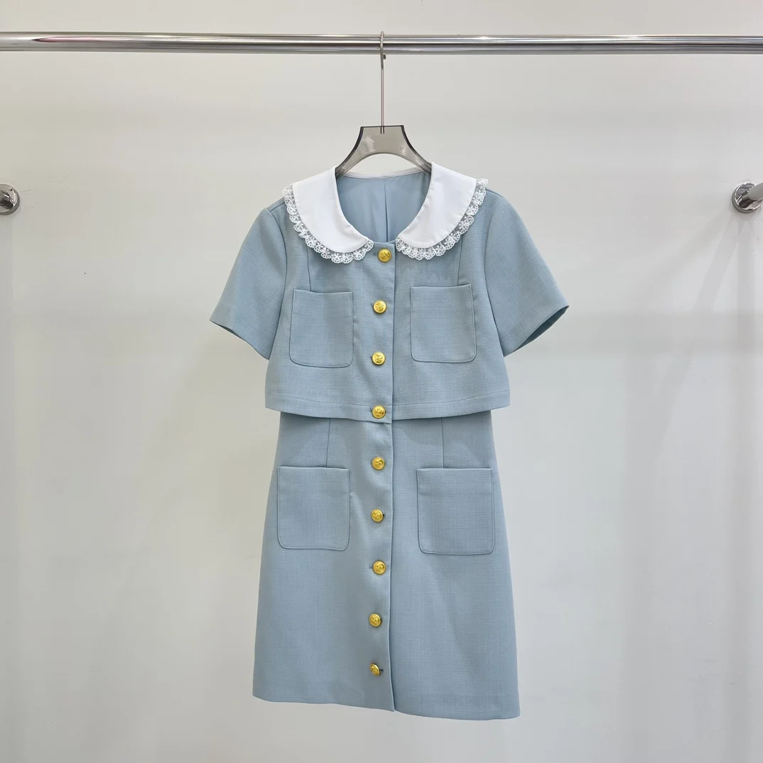 

Новинка весна-лето 2023 Женская одежда из двух частей с имитацией платья 0814