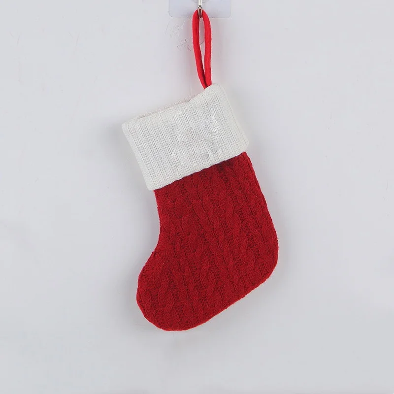 Рождественские Носки Вязаные Красные Буквы Дизайн Счастливое Рождество