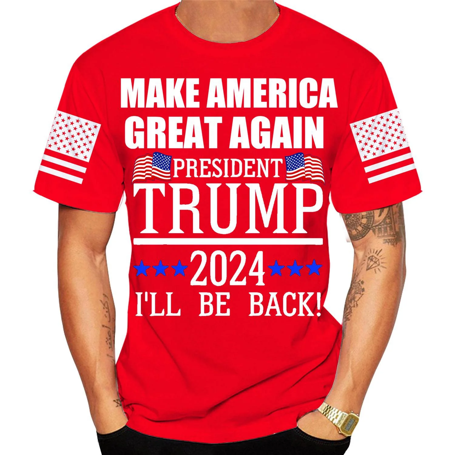 

Новая мода 2024 футболки с 3D принтом Дональда Трампа для мужчин Забавный Трамп делает Америку великолепной снова Трампа топ с коротким рукаво...