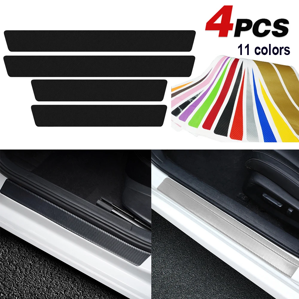 

4 шт., наклейка на порог автомобиля, из углеродного волокна