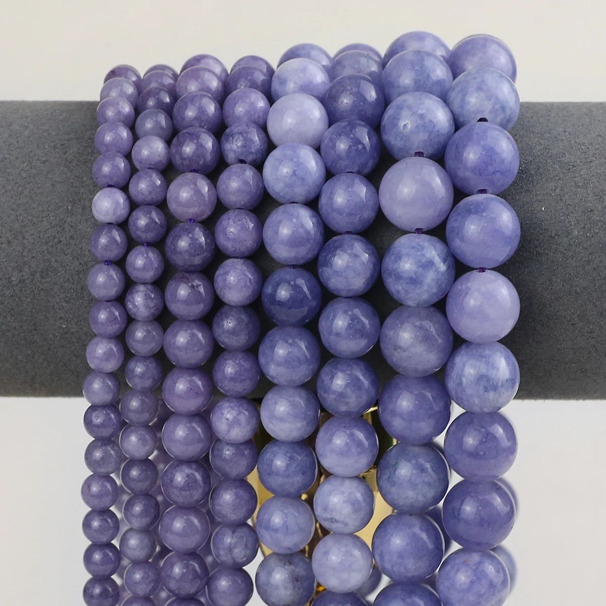 Натуральный камень синяя фиолетовая яшма гладкие круглые бусины-разделители