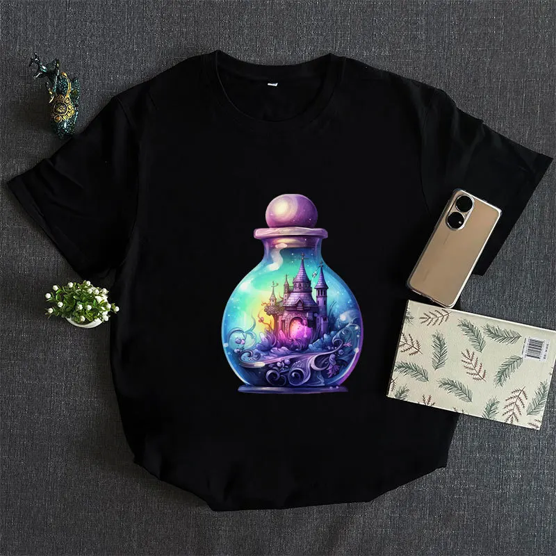 Мультяшный волшебный замок для девочек термопереносная наклейка одежды