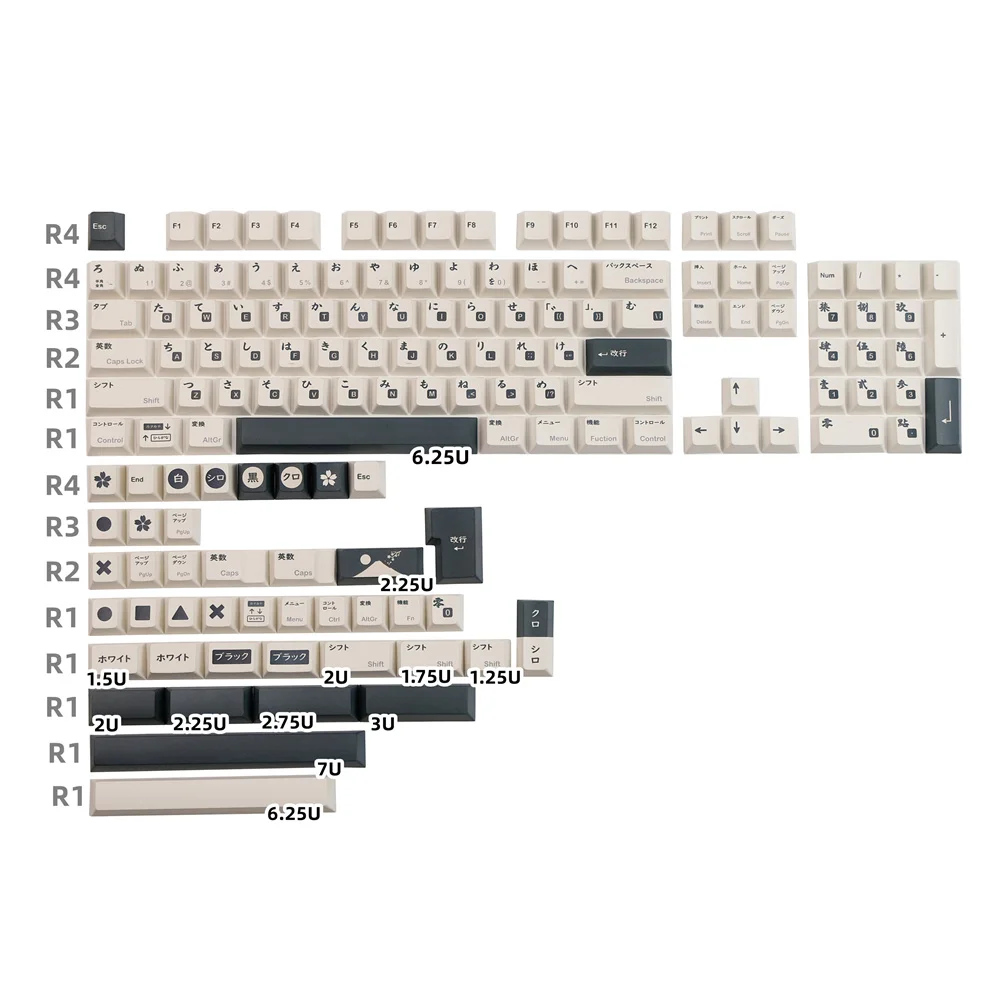 

PBT Keycap Japanischen Weiß Schwarz Tastenkappen Kirsche Profil 5 Gesicht FARBSTOFF Subbed Für Mechanische Tastatur GH60 GK61